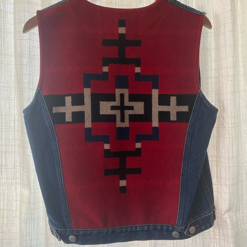 Denim Pendleton wool patch vest